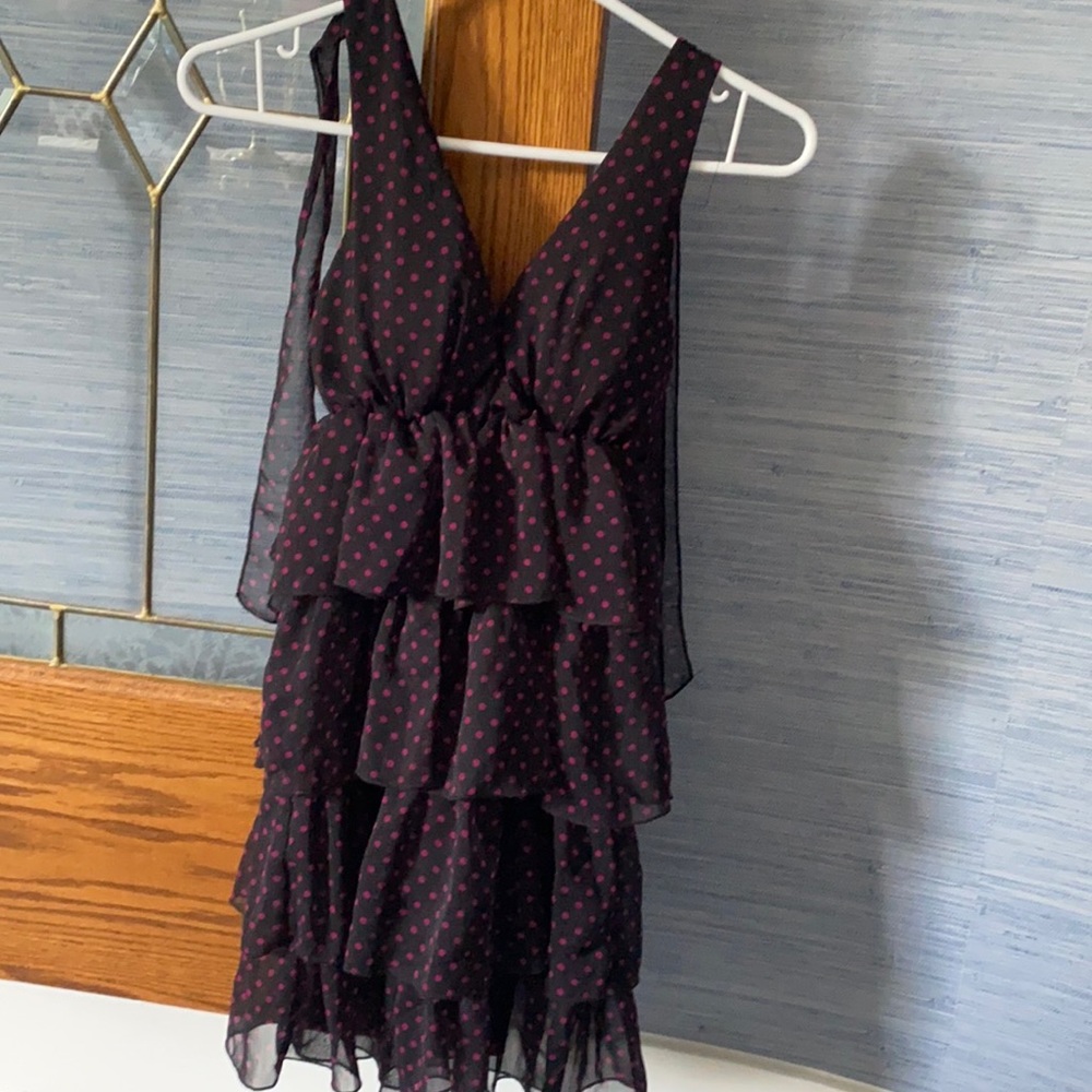 Black and purple polkadot dress